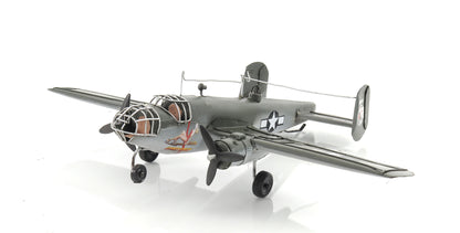 4" Gray and White Metal Hand Painted c1941 North American B-25 Mitchell Bomber Model Airplane