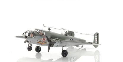 4" Gray and White Metal Hand Painted c1941 North American B-25 Mitchell Bomber Model Airplane HomeRoots