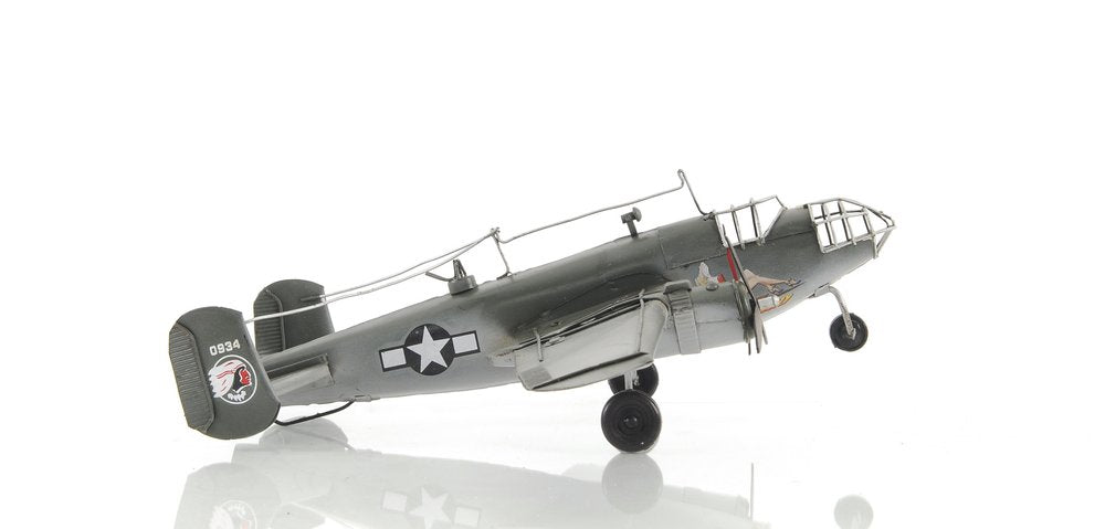 4" Gray and White Metal Hand Painted c1941 North American B-25 Mitchell Bomber Model Airplane HomeRoots