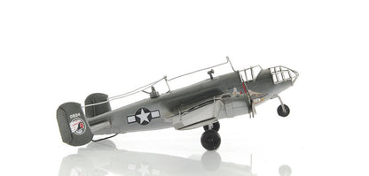4" Gray and White Metal Hand Painted c1941 North American B-25 Mitchell Bomber Model Airplane HomeRoots