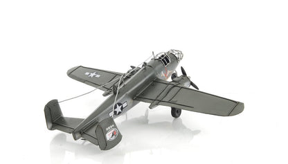 4" Gray and White Metal Hand Painted c1941 North American B-25 Mitchell Bomber Model Airplane HomeRoots