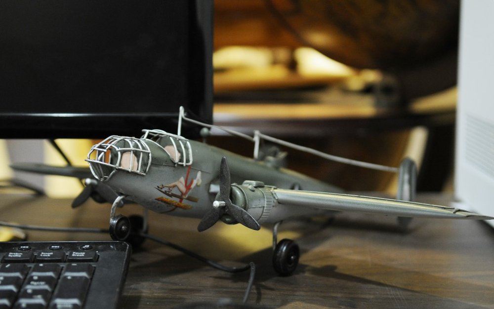 4" Gray and White Metal Hand Painted c1941 North American B-25 Mitchell Bomber Model Airplane HomeRoots