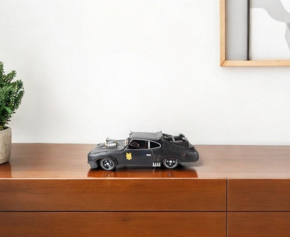 4" Gray Metal Hand Painted Model Car Tabletop Sculpture HomeRoots