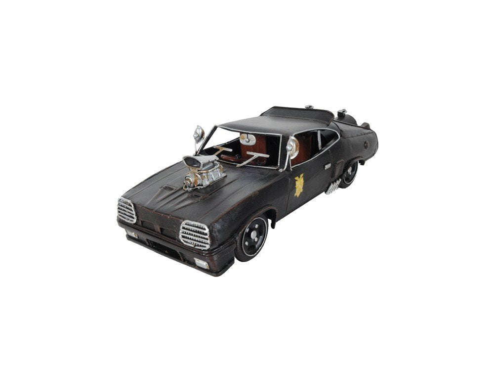 4" Gray Metal Hand Painted Model Car Tabletop Sculpture — view 1