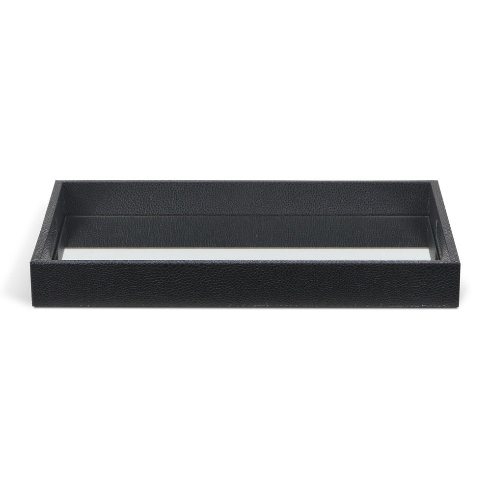 Black Shagreen Tray with Beveled Mirror HomeRoots