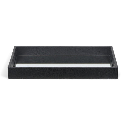 Black Shagreen Tray with Beveled Mirror HomeRoots