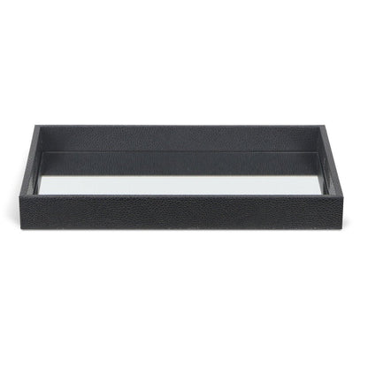 Black Shagreen Tray with Beveled Mirror HomeRoots