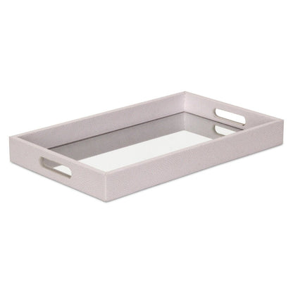 16" White Shagreen and Mirror Tray HomeRoots