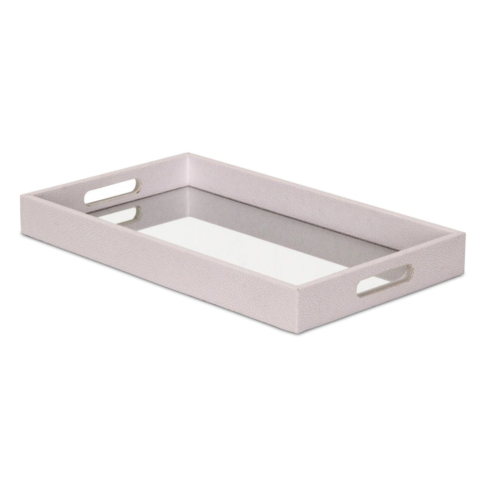 16" White Shagreen and Mirror Tray — view 2