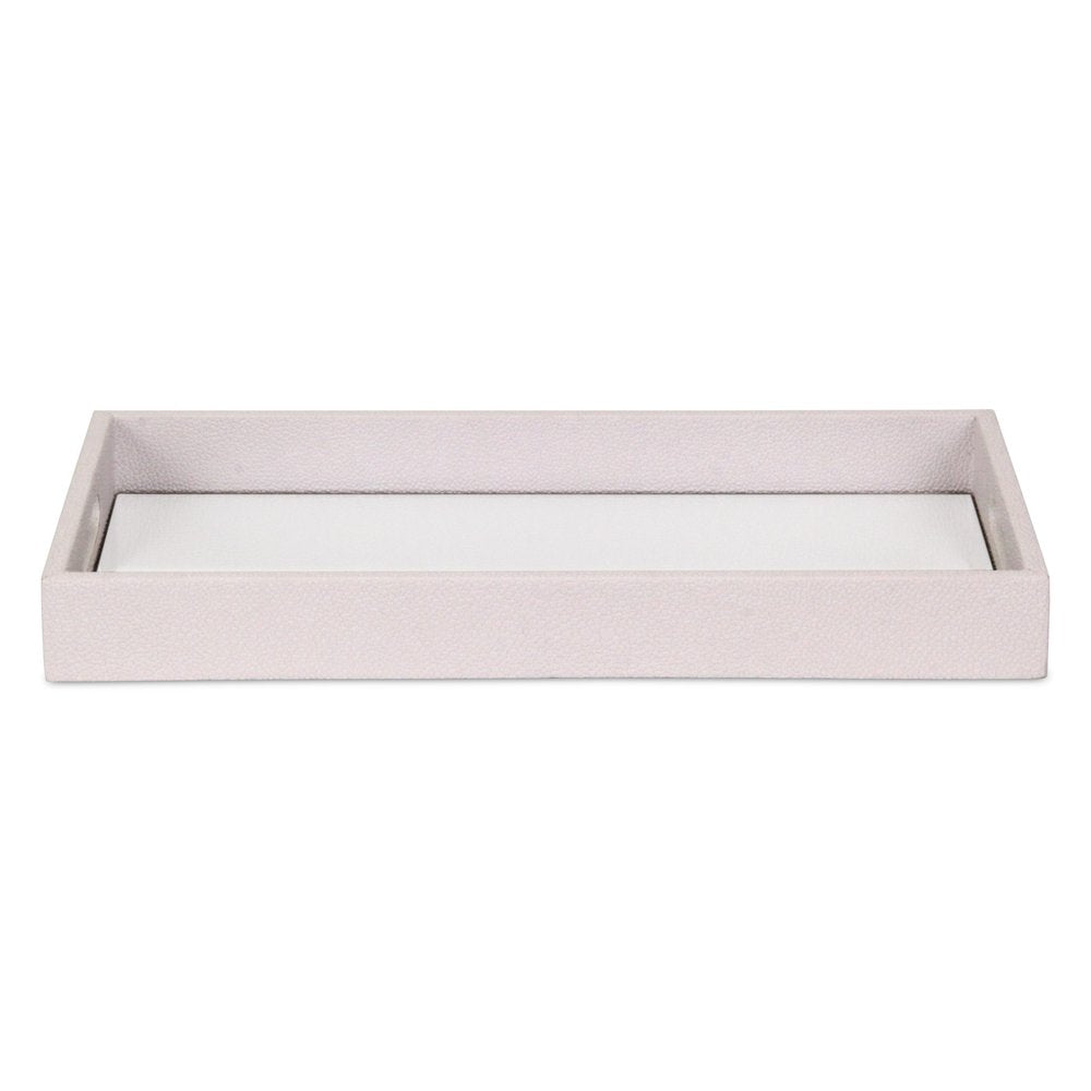 16" White Shagreen and Mirror Tray HomeRoots