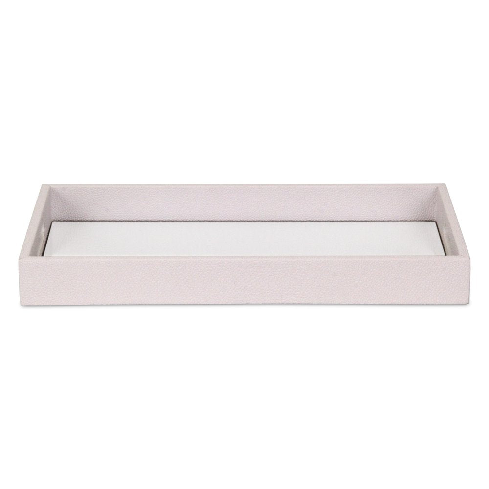 16" White Shagreen and Mirror Tray HomeRoots