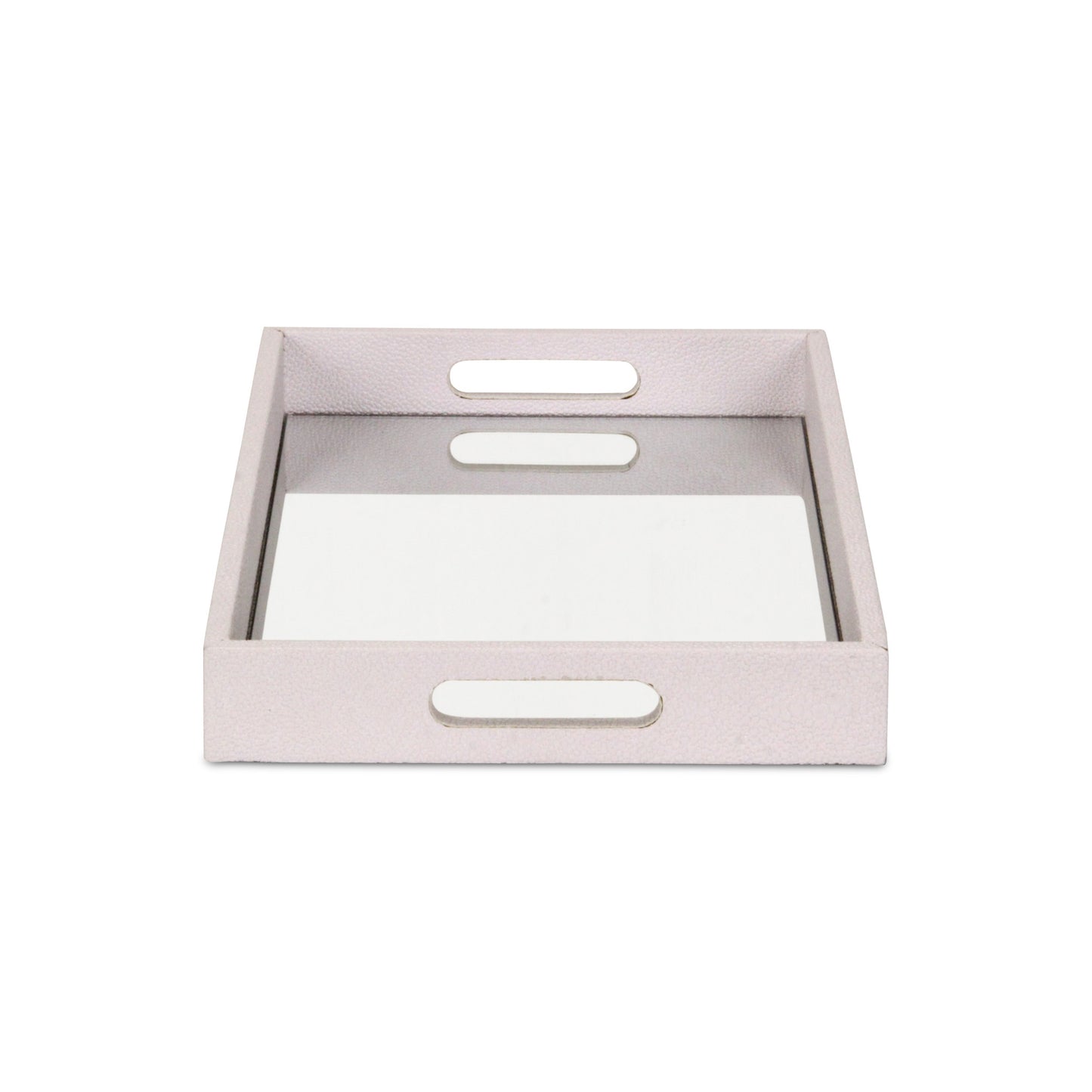 16" White Shagreen and Mirror Tray