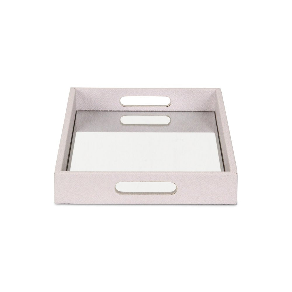 16" White Shagreen and Mirror Tray — view 4