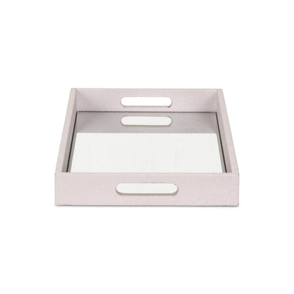 16" White Shagreen and Mirror Tray HomeRoots