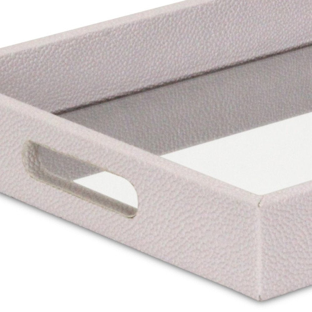 16" White Shagreen and Mirror Tray HomeRoots