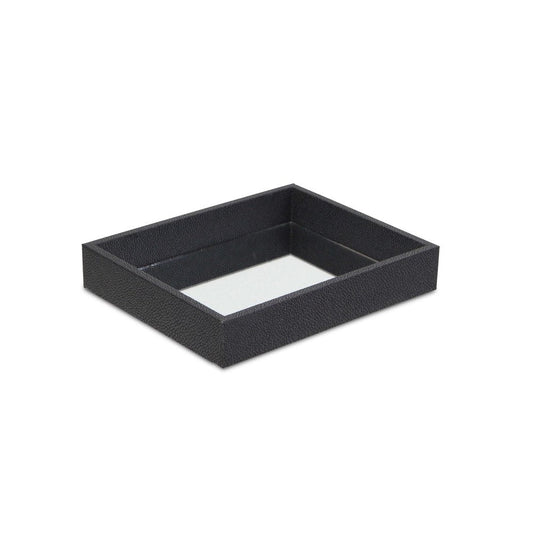 10" Black Faux Shagreen And Mirrored Glass Tray HomeRoots
