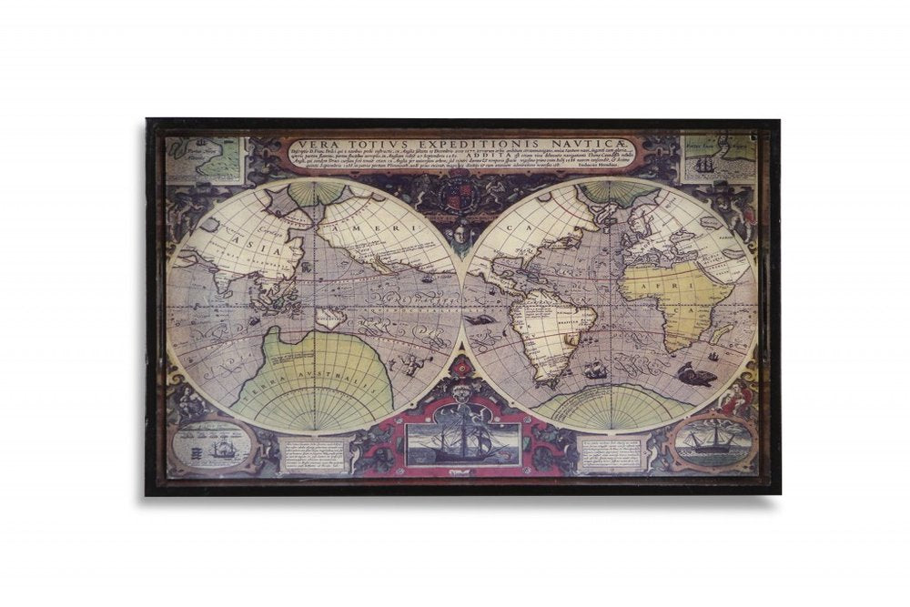 World Map Vintage Burlwood Serving Tray HomeRoots