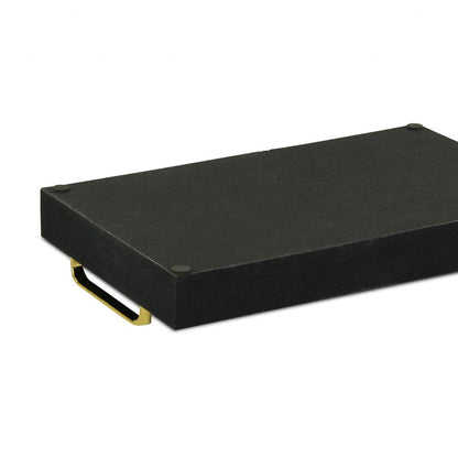 16" Black Wood And Linen Serving Tray With Handles HomeRoots