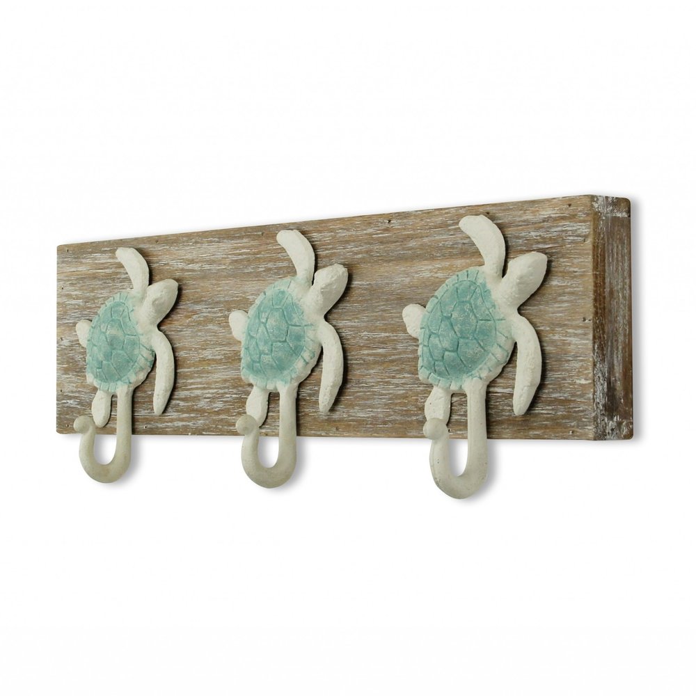 Coastal Sea Turtle Three Hook Coat Hanger HomeRoots