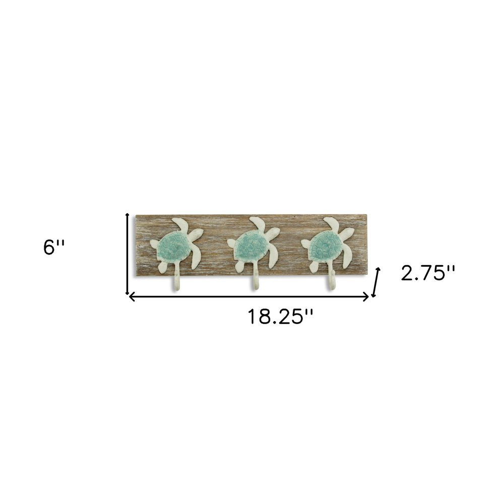 Coastal Sea Turtle Three Hook Coat Hanger HomeRoots