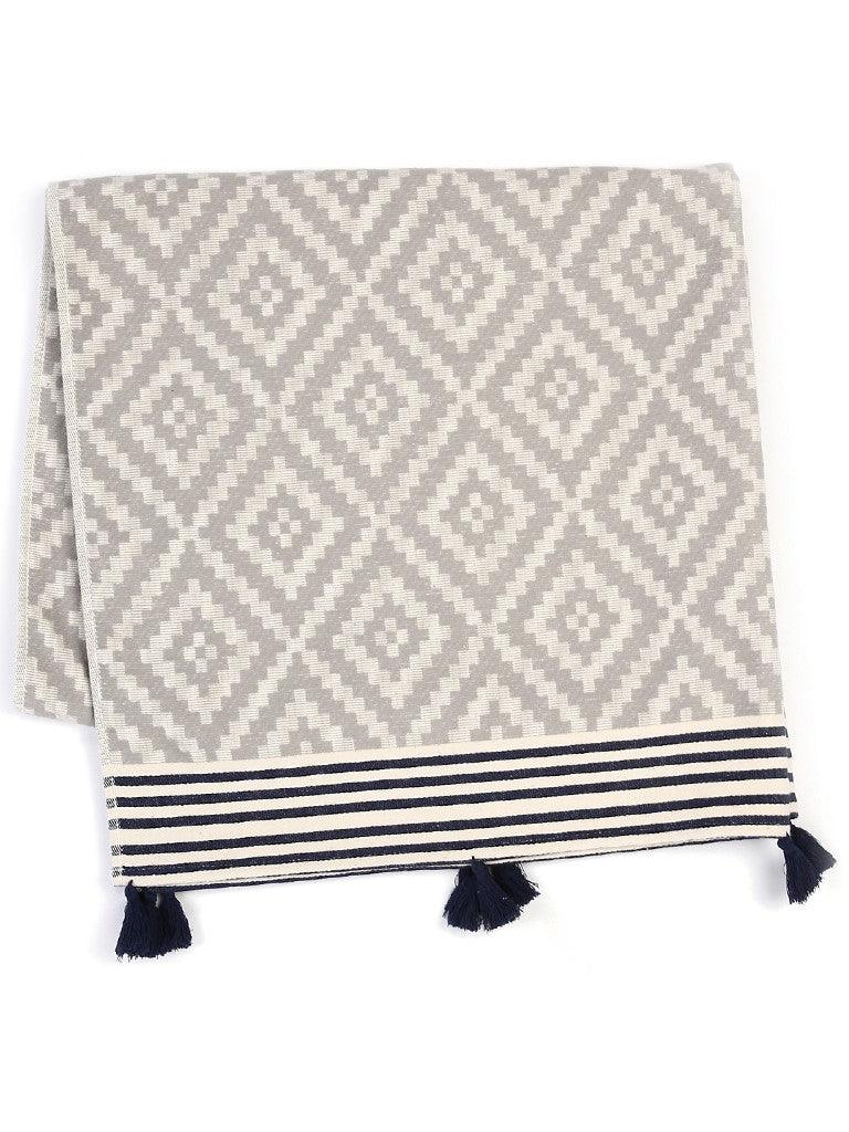 Gray Tribal Design Turkish Towel Beach Blanket - FurniFindUSA