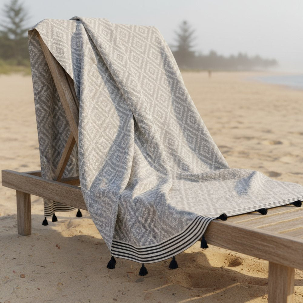 Gray Tribal Design Turkish Towel Beach Blanket HomeRoots