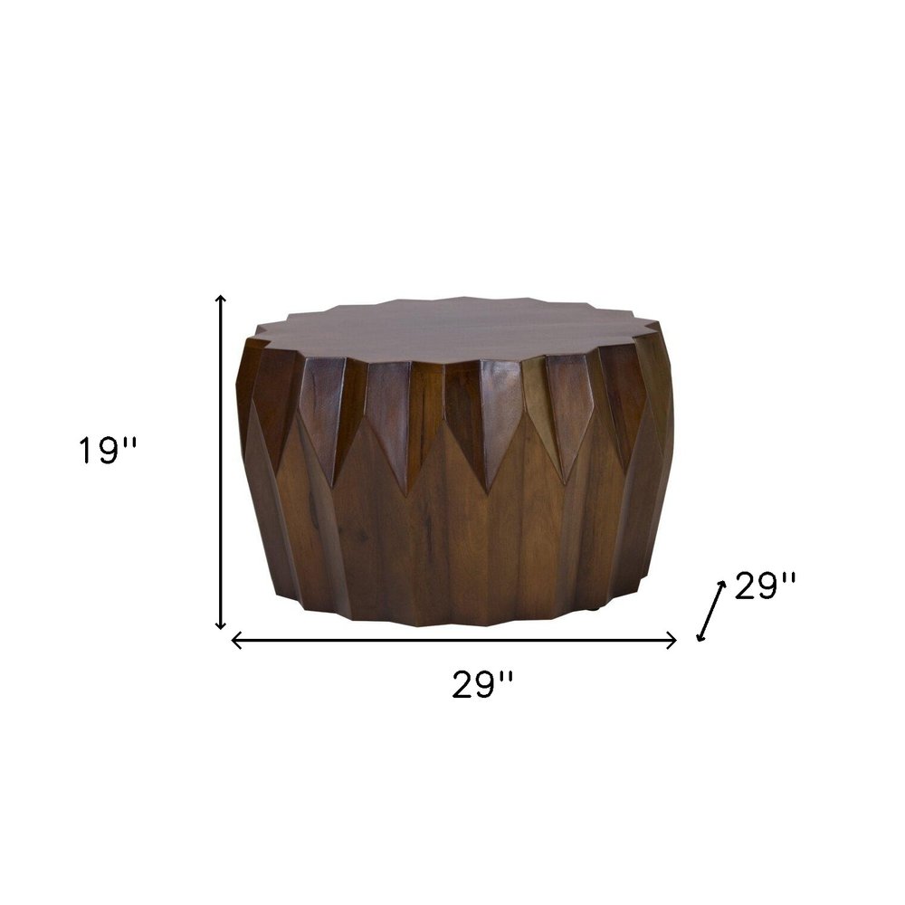 29" Brown Solid Wood Octagon Coffee Table HomeRoots