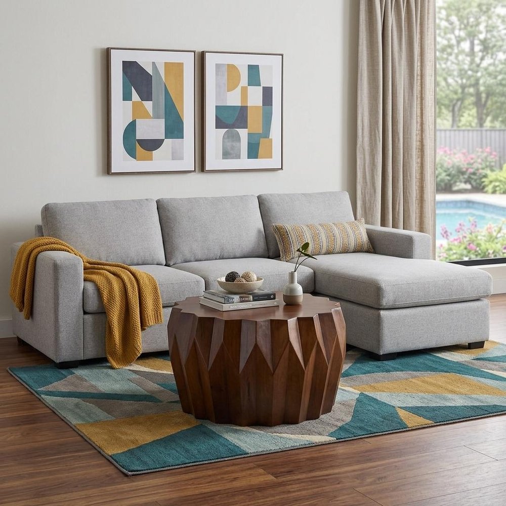 29" Brown Solid Wood Octagon Coffee Table HomeRoots