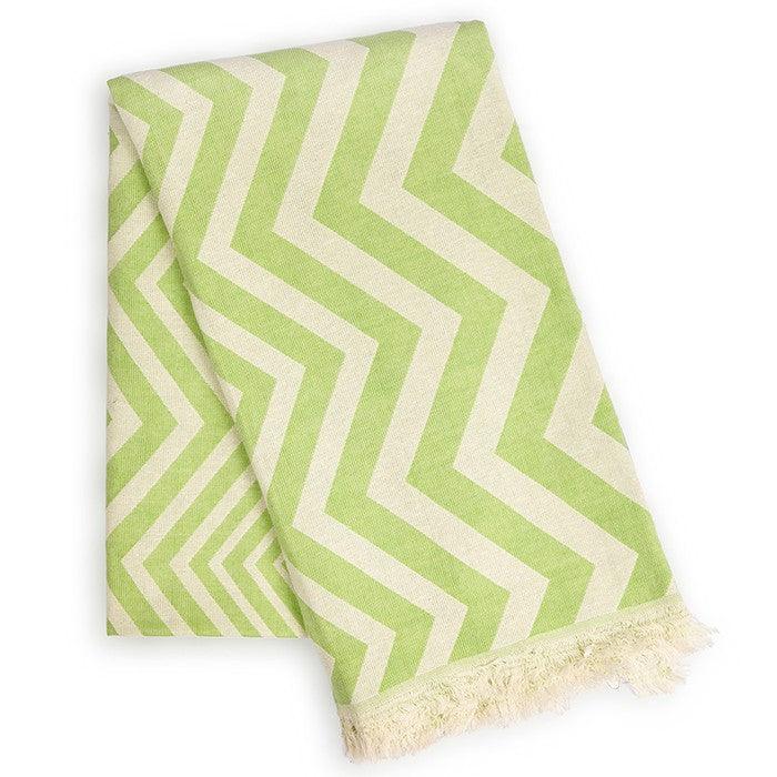 Lime Green Chevron Design Turkish Beach Blanket - FurniFindUSA