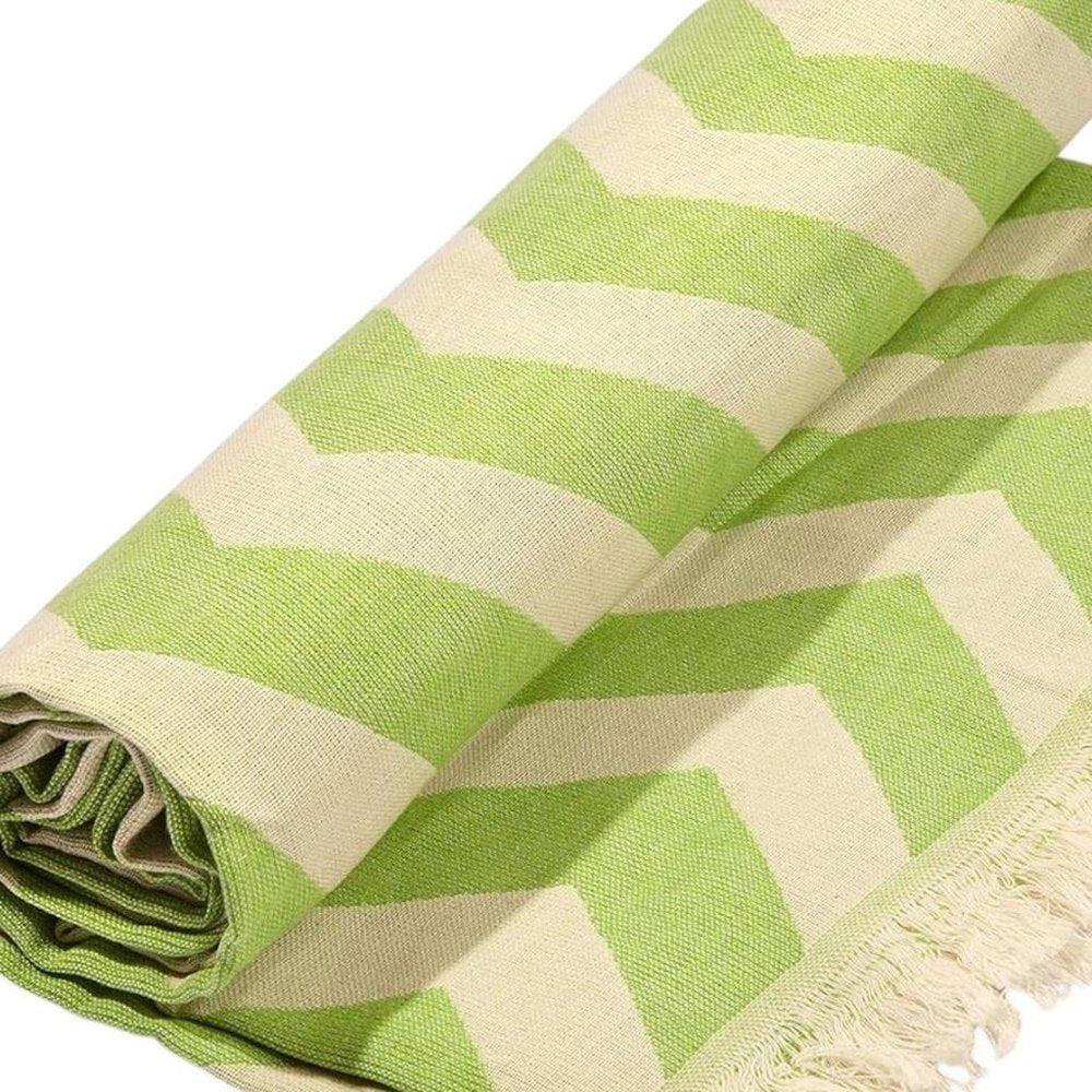 Lime Green Chevron Design Turkish Beach Blanket HomeRoots