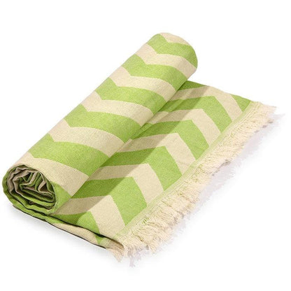 Lime Green Chevron Design Turkish Beach Blanket - FurniFindUSA