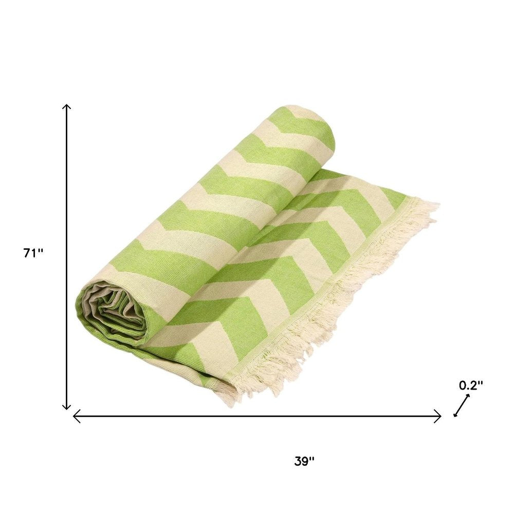 Lime Green Chevron Design Turkish Beach Blanket HomeRoots