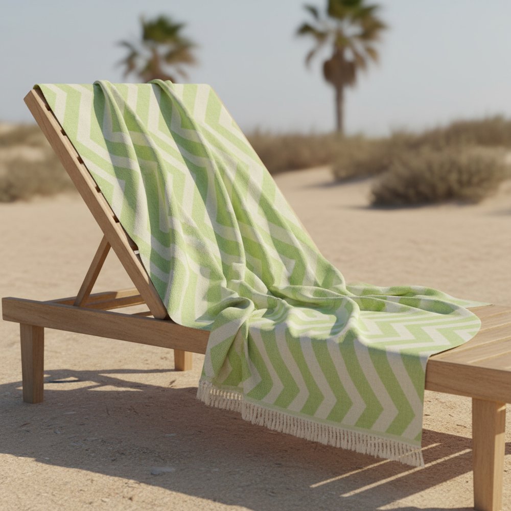 Lime Green Chevron Design Turkish Beach Blanket HomeRoots