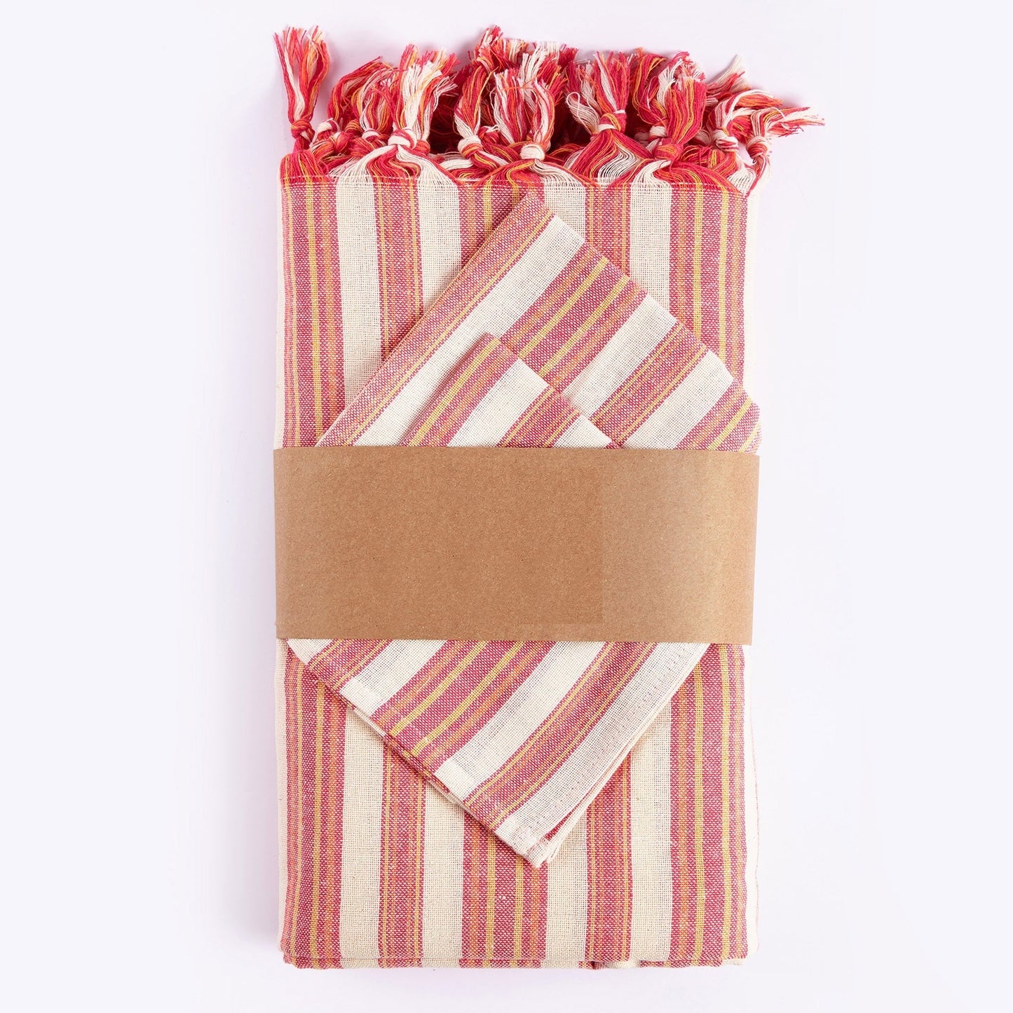 71" X 95" Red And White Striped Cotton Tablecloths HomeRoots
