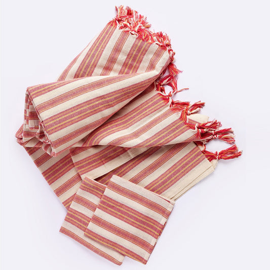 71" X 95" Red And White Striped Cotton Tablecloths HomeRoots