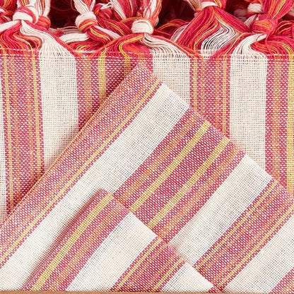 71" X 95" Red And White Striped Cotton Tablecloths HomeRoots