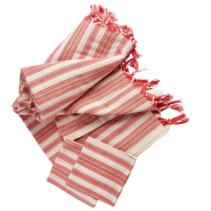71" X 95" Red And White Striped Cotton Tablecloths HomeRoots