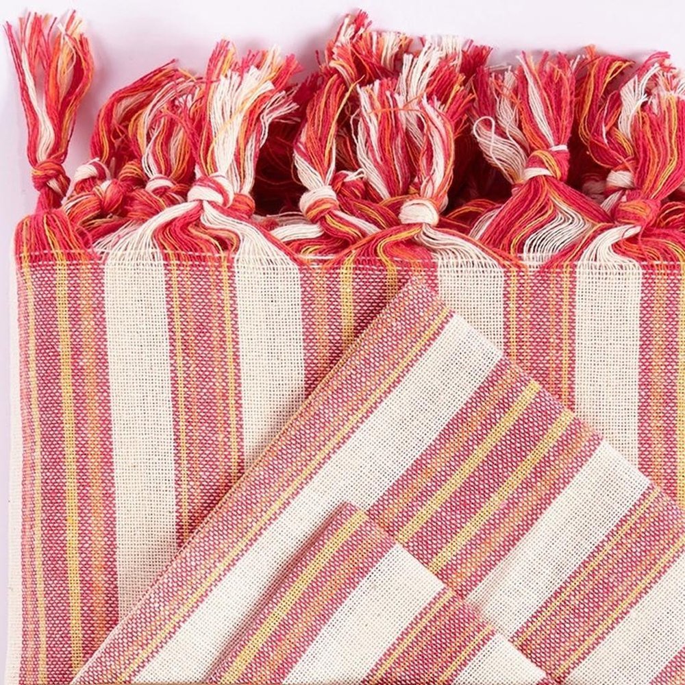 71" X 95" Red And White Striped Cotton Tablecloths HomeRoots
