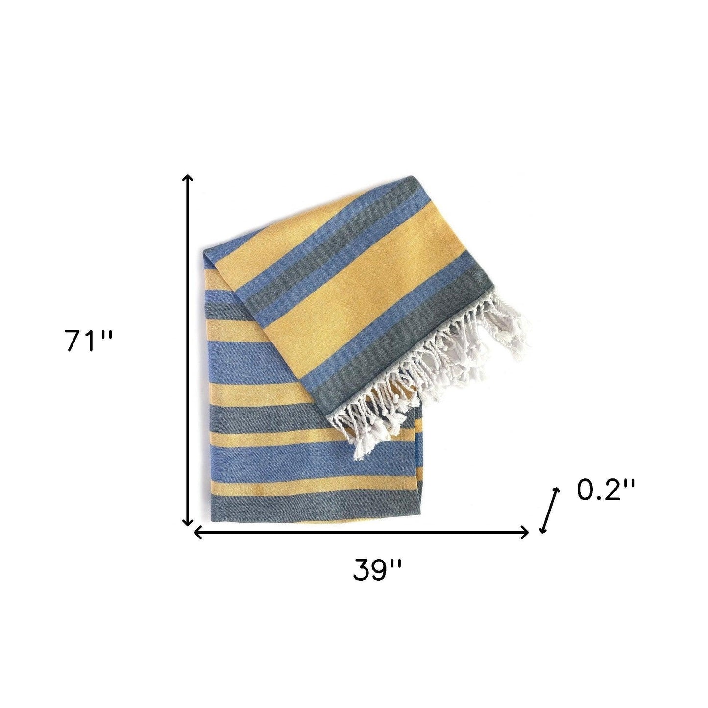 Denim and Yellow Striped Design Turkish Beach Blanket - FurniFindUSA