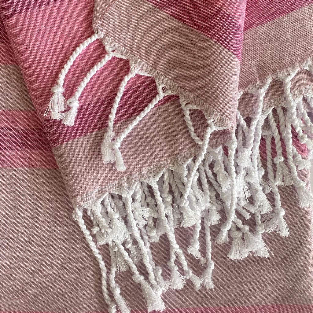 Shades of Pink Striped Design Turkish Beach Blanket - FurniFindUSA