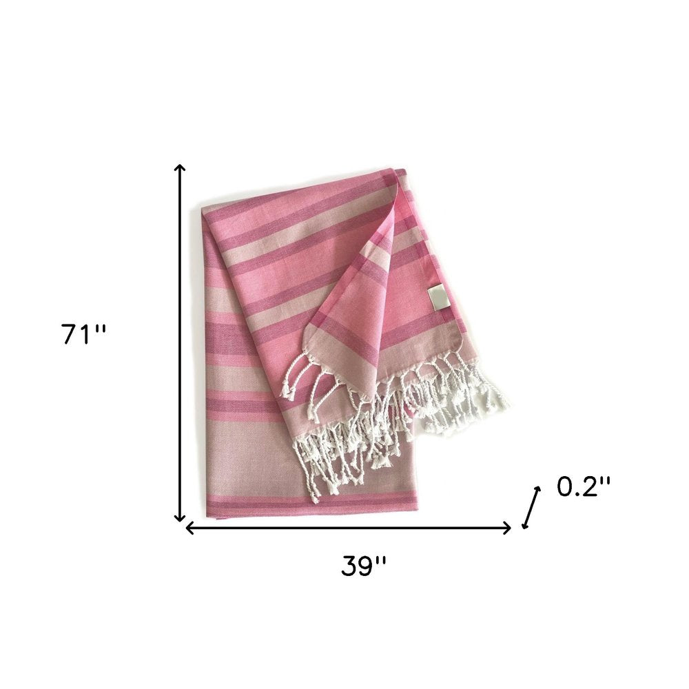 Shades of Pink Striped Design Turkish Beach Blanket HomeRoots