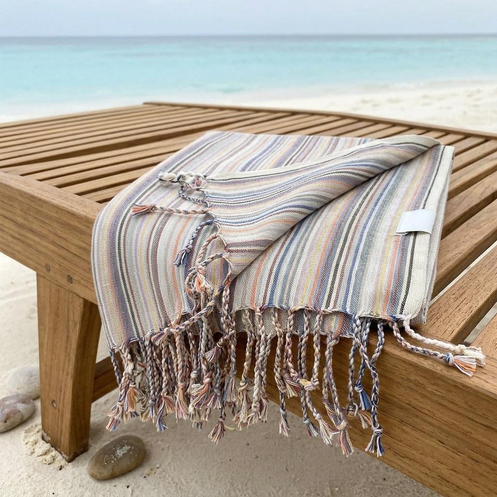 Multi Colored Striped Design Turkish Beach Blanket HomeRoots