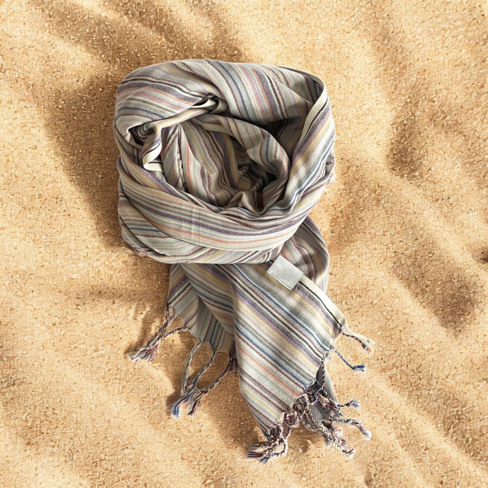Multi Colored Striped Design Turkish Beach Blanket HomeRoots