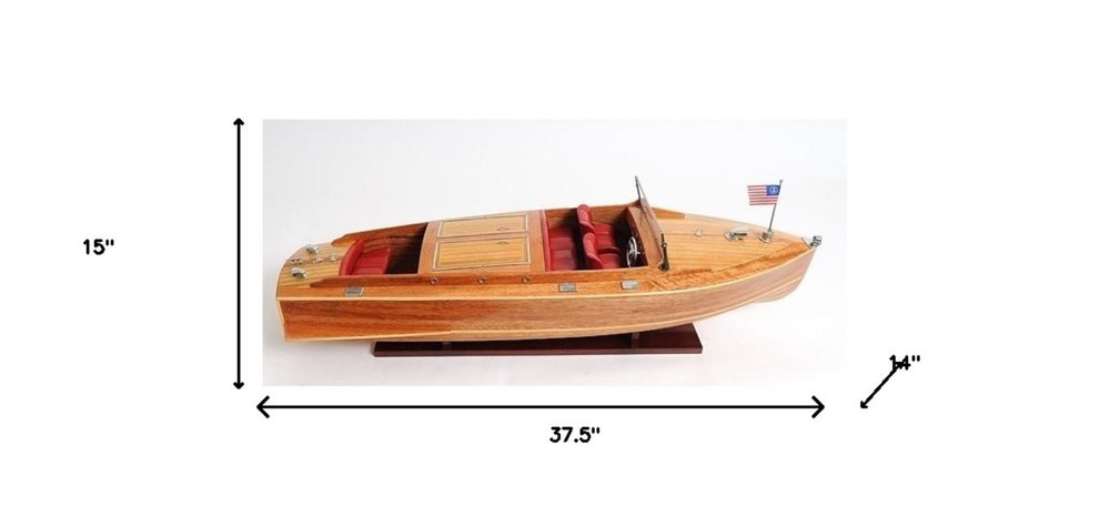 15" Natural Manufactured Wood Boat Sculpture HomeRoots
