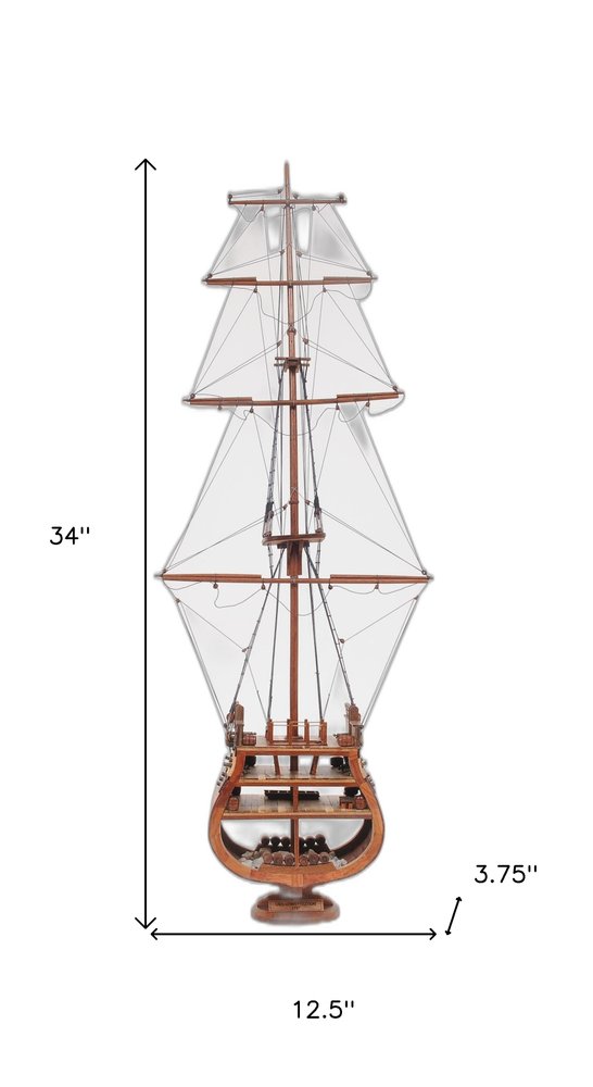 34" Brown Boat Model Sculpture HomeRoots