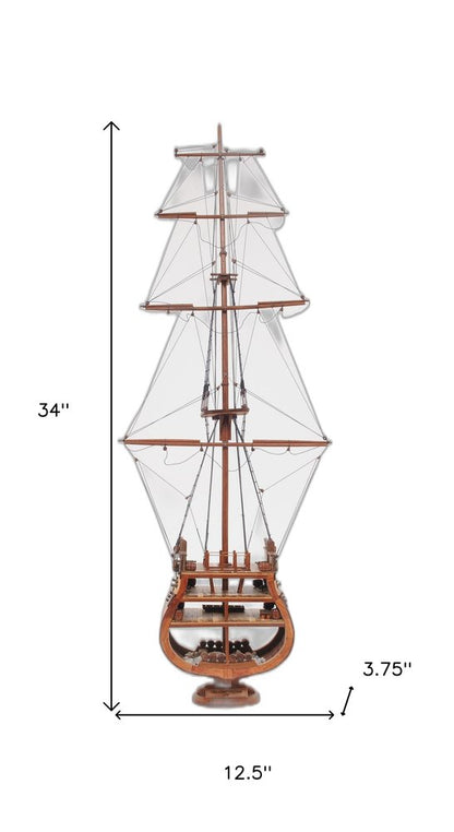 34" Brown Boat Model Sculpture HomeRoots