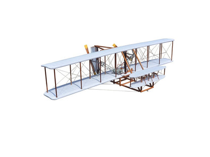 24" Brown and White Solid Wood Hand Painted Model Airplane Tabletop Sculpture HomeRoots
