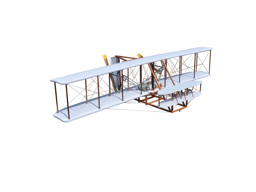 24" Brown And White Solid Wood Hand Painted Airplane Model Airplane HomeRoots