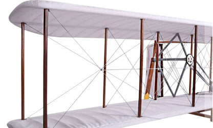 24" Brown and White Solid Wood Hand Painted Model Airplane Tabletop Sculpture HomeRoots