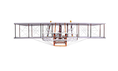 24" Brown and White Solid Wood Hand Painted Model Airplane Tabletop Sculpture HomeRoots